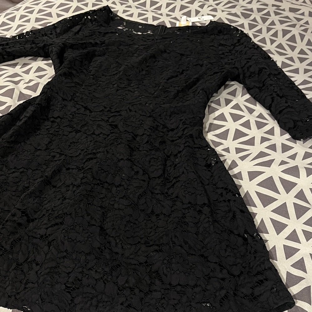 Charming Charlie Black Lace Long Sleeve Dress